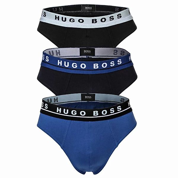 HUGO BOSS Herren Slips, 3er Pack - Briefs, Logobund, Cotton Stretch Schwarz günstig online kaufen
