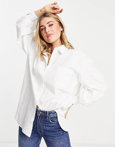 Miss Selfridge – Oversize-Hemd aus Popeline in Weiß günstig online kaufen