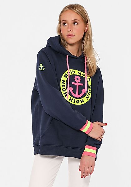 Zwillingsherz Hoodie mit Aufschrift Moin und günstig online kaufen