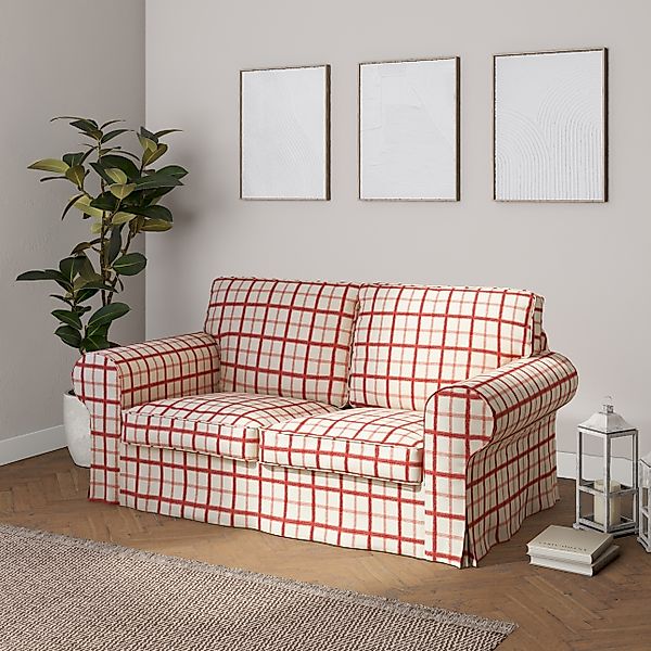 Bezug für Ektorp 2-Sitzer Sofa nicht ausklappbar, rot-creme, Sofabezug für günstig online kaufen