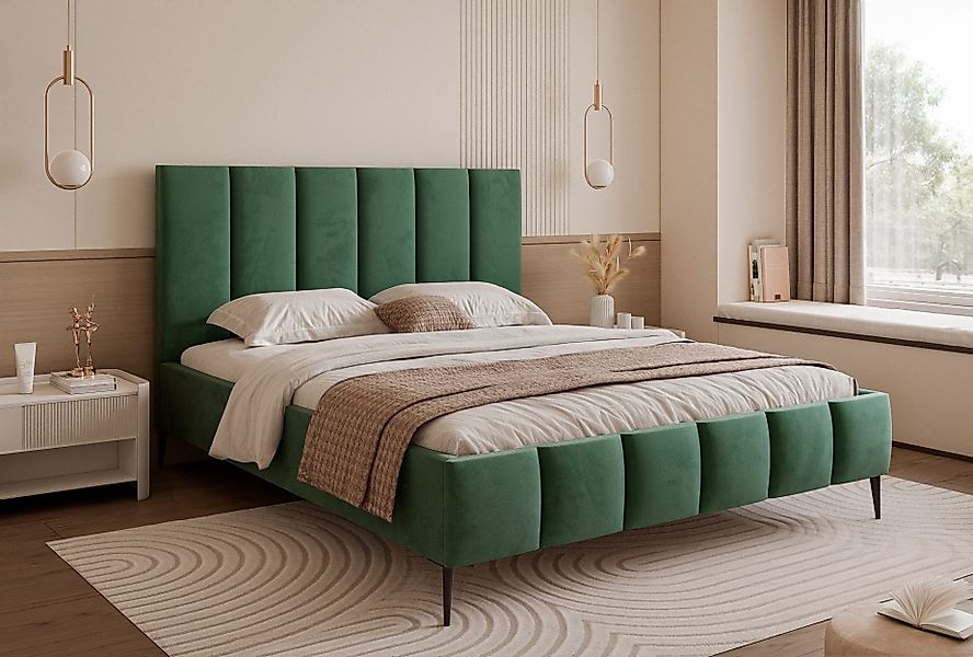 Goldstoff Polsterbett Elegantes Bett mit hohem günstig online kaufen