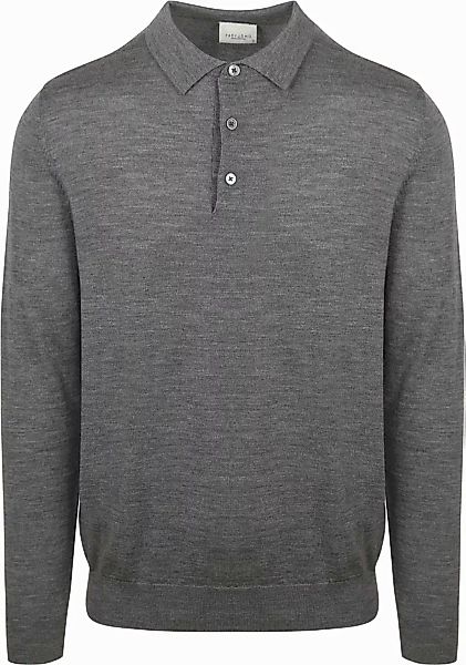 Profuomo Longsleeve Poloshirt Merinowolle Grau - Größe S günstig online kaufen