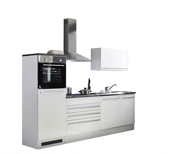 Küchenblock 260cm inkl Elektro-Set 4-tlg JAZZ-6 von Bega Weiß Matt / Hochgl günstig online kaufen