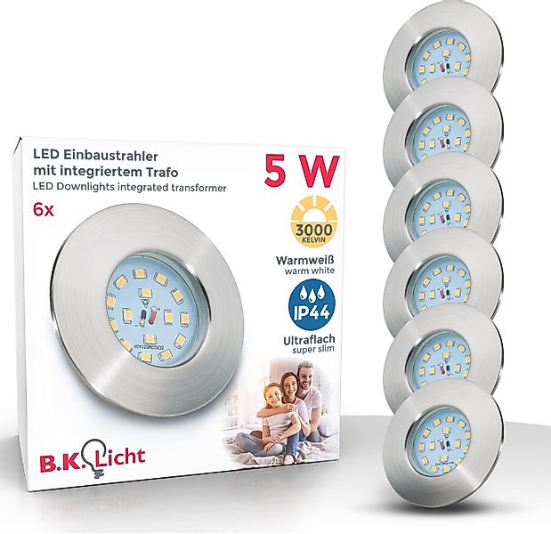 B.K.Licht LED Einbauleuchte 6er Set Bad Einbaustrahler, IP44 geschützt, LED günstig online kaufen