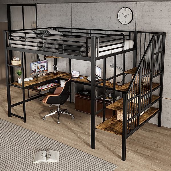 Odikalo Hochbett 120x200 Metallbett Kinderbett Jugendbett günstig online kaufen