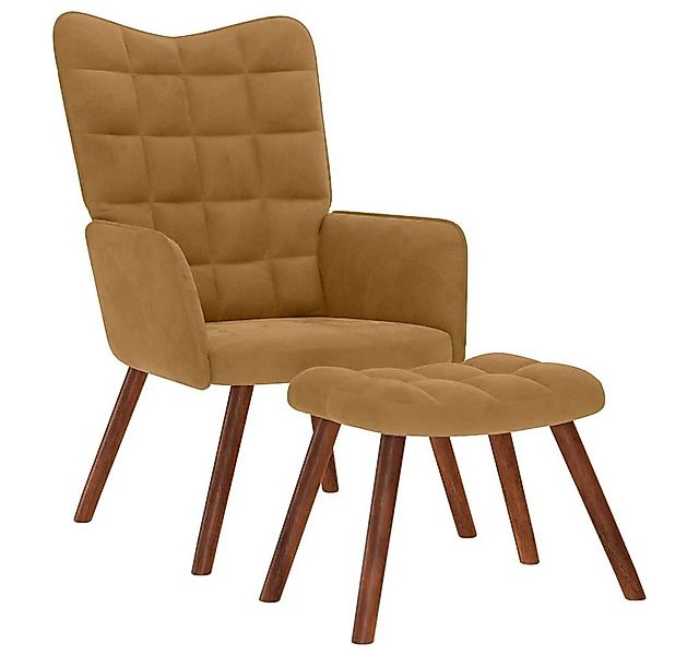 vidaXL Sessel Relaxsessel mit Hocker Braun Samt (1-St) günstig online kaufen