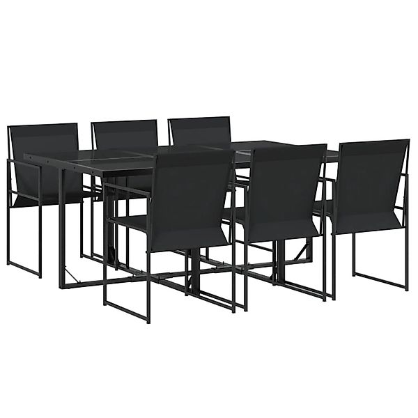 vidaXL 7-Tlg Garten-Essgruppe Schwarz Textilene 3295119 günstig online kaufen