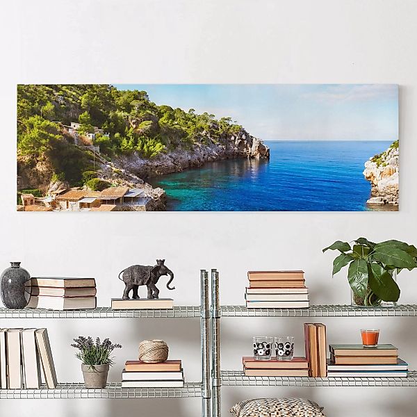 Leinwandbild Strand - Panorama Cala de Deia in Mallorca günstig online kaufen