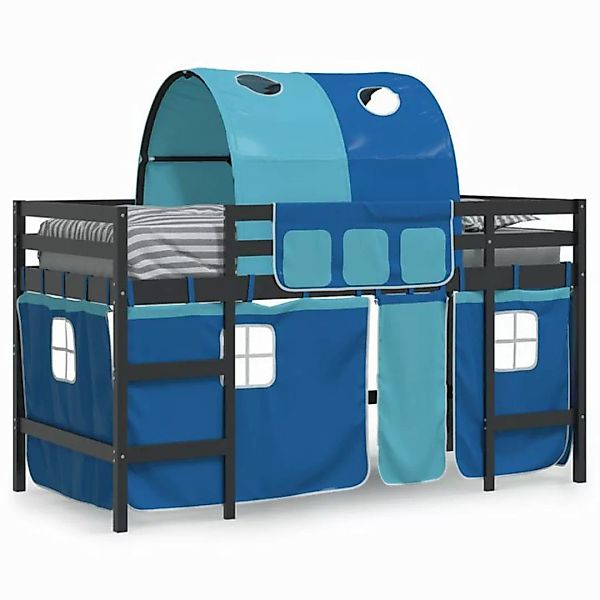 vidaXL Kinderbett Kinderhochbett mit Tunnel Blau 80x200 cm Massivholz Kiefe günstig online kaufen