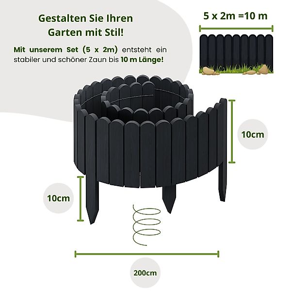 Floranica Palisade Beeteinfassung Beetumrandung Flexibler Holzzaun günstig online kaufen