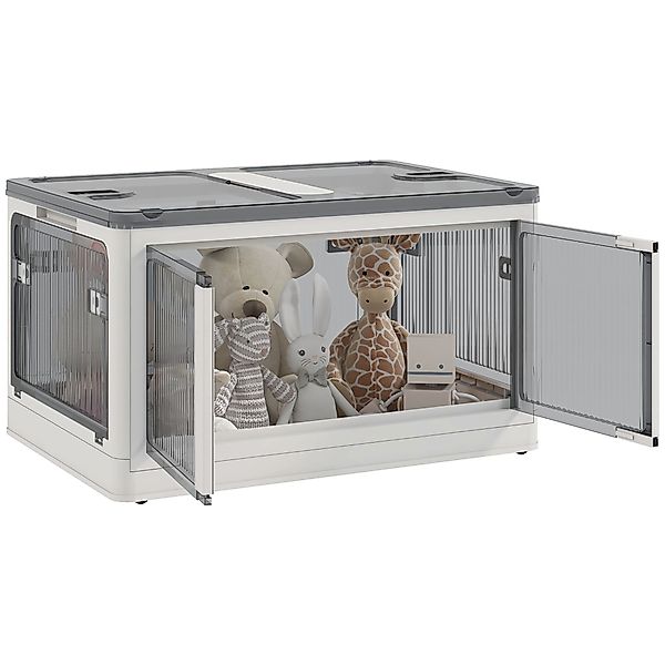 HOMCOM Aufbewahrungsbox 69L Stapelbar mit Rollen Weiß günstig online kaufen