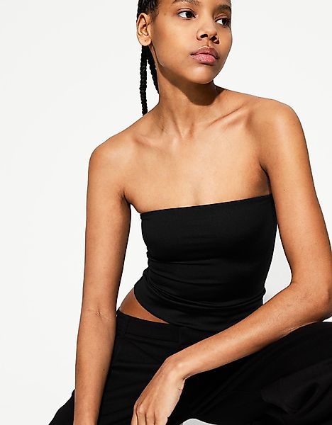 Bershka Bandeau-Top Damen L Schwarz günstig online kaufen