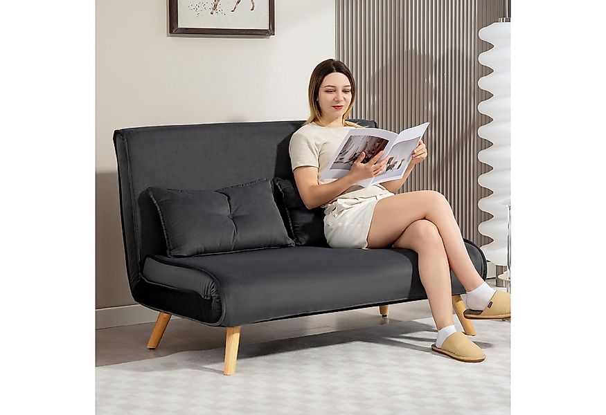 HOMCOM Schlafsofa 2 Sitzer Sofa mit 5-stufig Verstellbarer Rückenlehne, Len günstig online kaufen