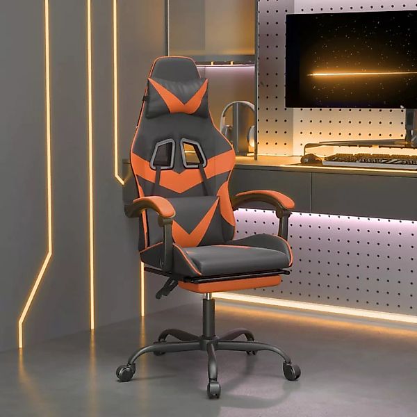 Vidaxl Gaming-stuhl Mit Fußstütze Drehbar Schwarz & Orange Kunstleder günstig online kaufen