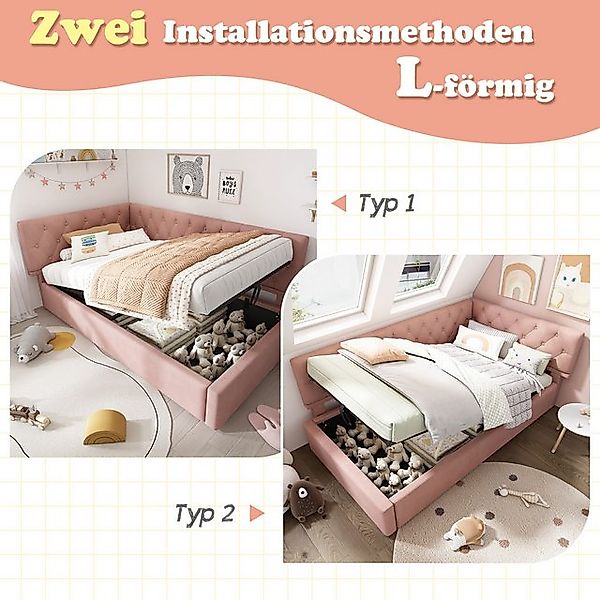 Flieks Polsterbett, Kinderbett Daybett 90x200cm Schlafsofa mit hydraulische günstig online kaufen
