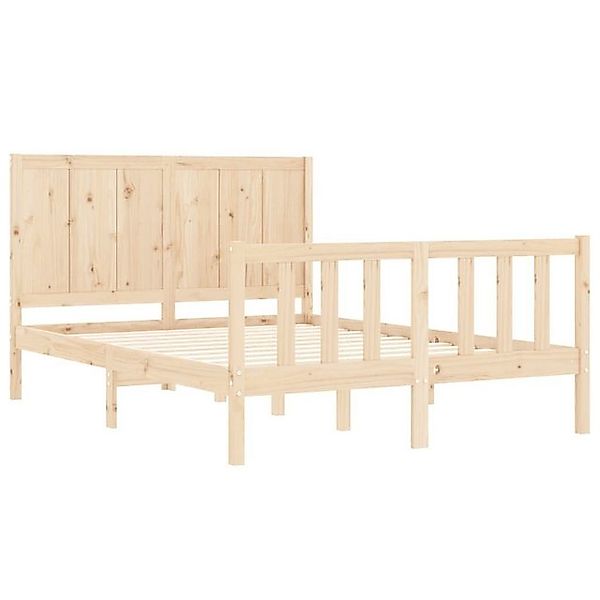 vidaXL Bettgestell Massivholzbett mit Kopfteil 140x200 cm Bett Bettgestell günstig online kaufen