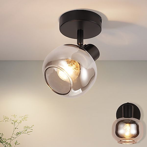 Nettlife Deckenstrahler Glas Vintage Rauchgrau E14 günstig online kaufen