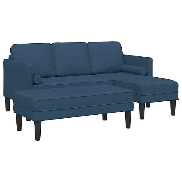 vidaXL Sofa 2-teiliges Sofa Set mit Kissen Blau Stoff, 2 Teile günstig online kaufen