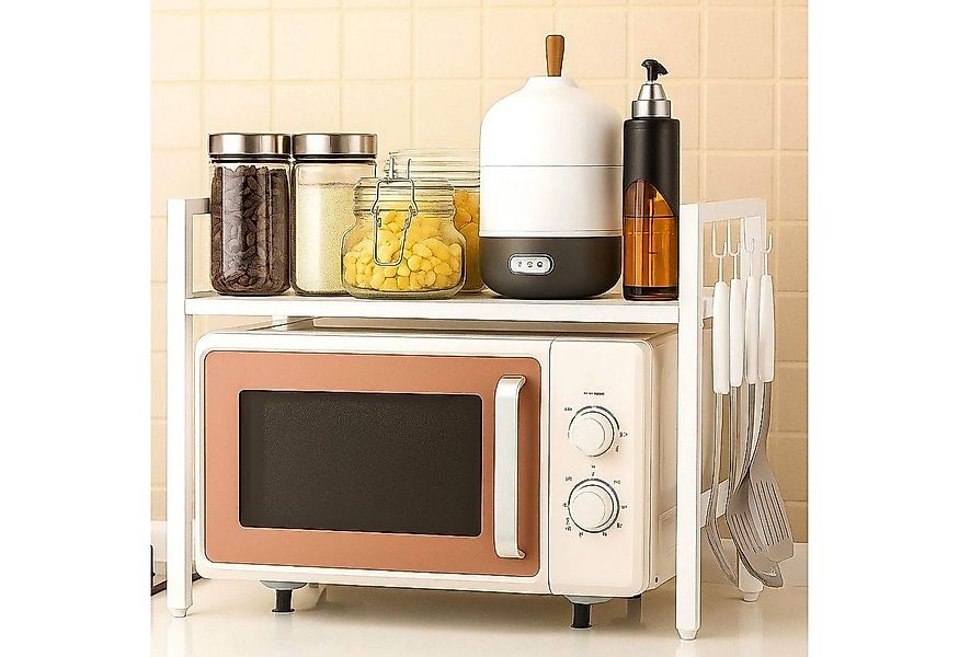 DanDiBo Küchenregal Verstellbares Mikrowellenregal Weiß 2 - 3 Stufig 40-64 günstig online kaufen