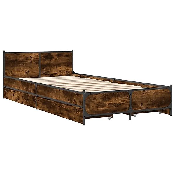 vidaXL Bettgestell mit Schubladen Räuchereiche 75x190 cm Holzwerkstoff 3279 günstig online kaufen