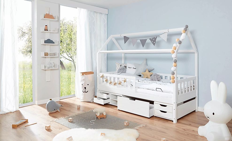 Ticaa Hausbett "Traumhaus", Hausbett, inkl. Schubkasten, Rollrost und Matra günstig online kaufen