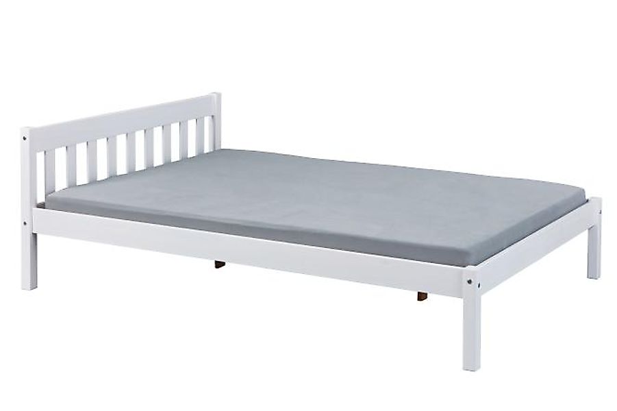 Einzelbett ca. 140x200 cm Kiefer Massivholz Weiß lackiert günstig online kaufen