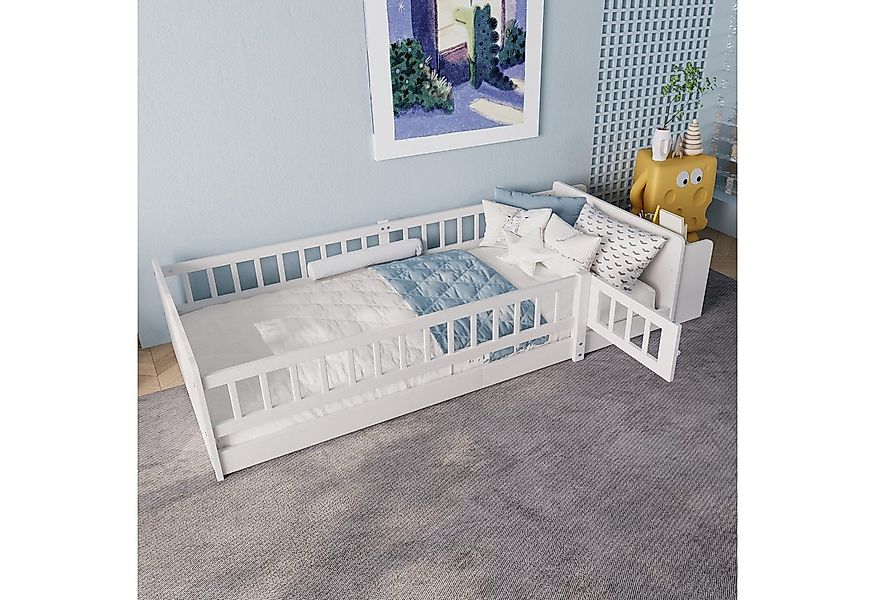 TavilaEcon Kinderbett Holzbett mit offenem Lager, Einlegeböden und zu öffne günstig online kaufen