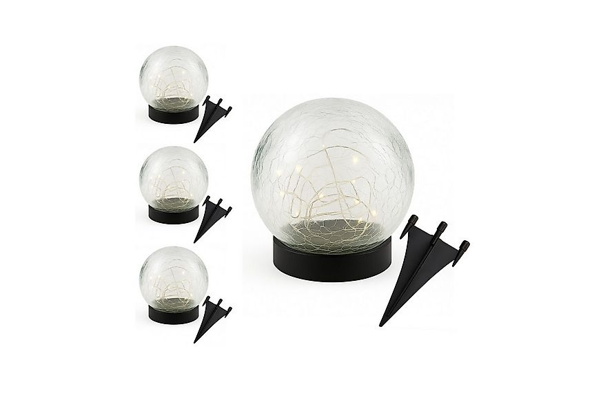 INTERGARDEN LED Solarleuchte 3er Set Solarlampe Glaskugel mit Erdspieß – wa günstig online kaufen
