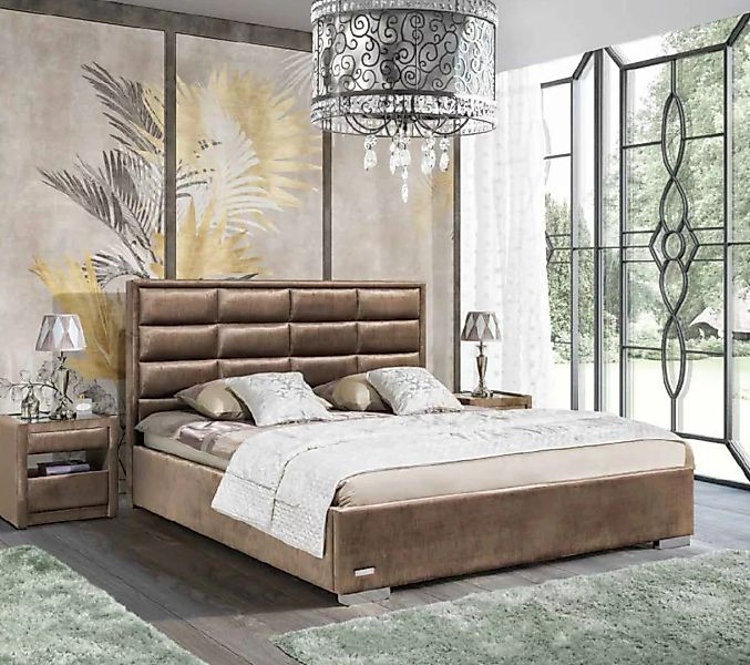 JVmoebel Bett Designer Bett Schlafzimmer Betten Textil Hotel Polster Samt S günstig online kaufen
