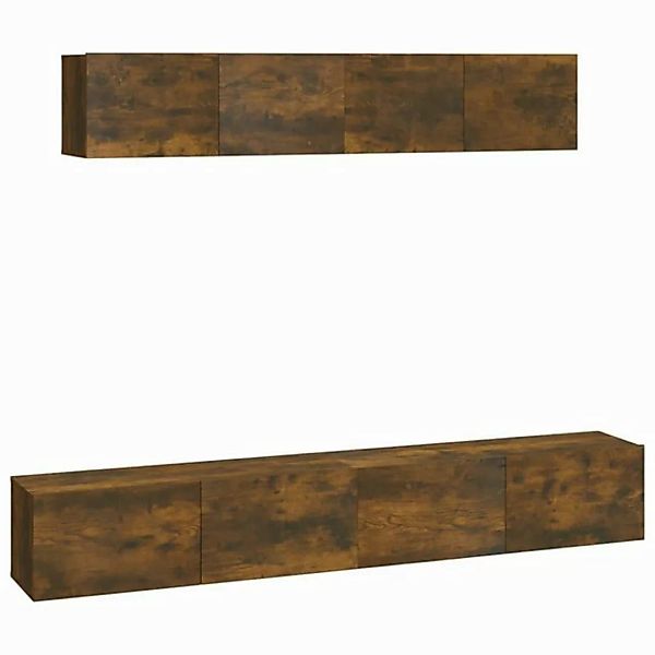 furnicato TV-Schrank 4-tlg. TV-Schrank-Set Räuchereiche Holzwerkstoff (1-St günstig online kaufen