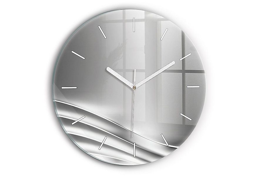 Tulup Wanduhr Runde Glasuhr Silberne Abstraktion Moderne Uhr aus Gehärtetem günstig online kaufen