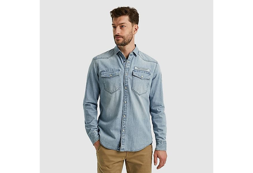 PME LEGEND Jeanshemd Long Sleeve Shirt Bleach Indigo denim mit Kentkragen günstig online kaufen