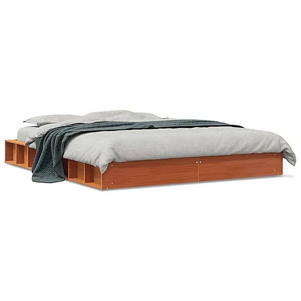 vidaXL Bettgestell Massivholzbett Wachsbraun 160x200 cm Kiefer Bett Bettges günstig online kaufen