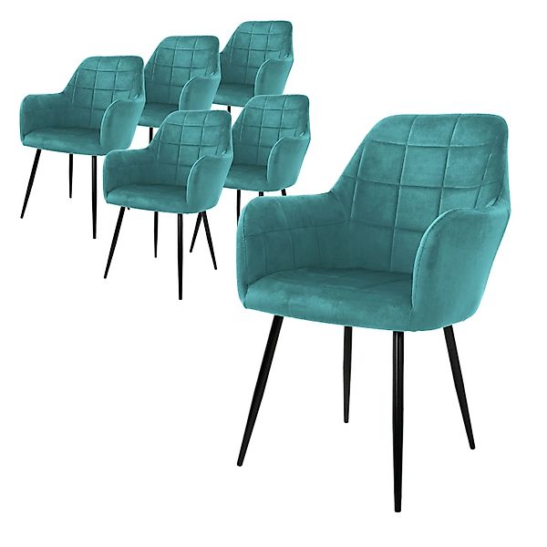 ML-Design 6Er Set Esszimmerstühle mit Rücken und Armlehnen Türkis günstig online kaufen