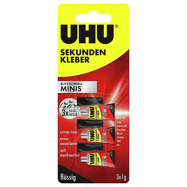 Uhu Sekundenkleber Blitzschnell Minis Flüssig 3 x 1 g günstig online kaufen