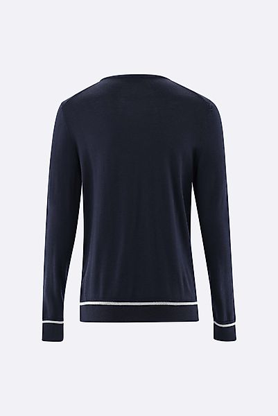 Rundhalspullover aus merzerisierter Merinowolle mit Farbdetail günstig online kaufen