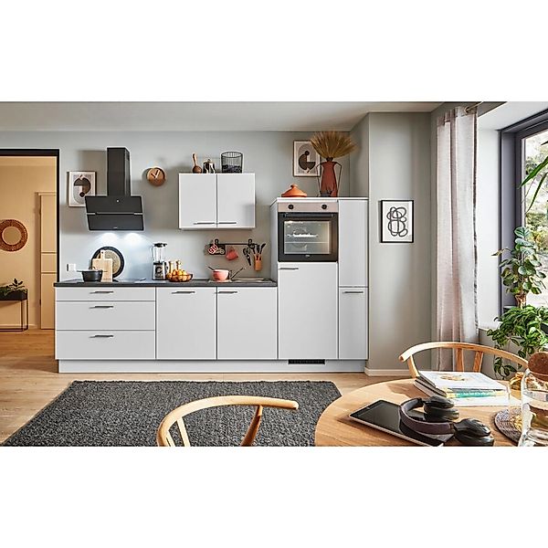 pino Küchenzeile 280 cm Lichtgrau Anschlag rechts 1 Geräte-, 1 Apothekersch günstig online kaufen