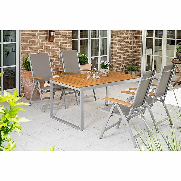 Gartenmöbel-Set Naxos 5-tlg. Grau inkl. Klappsessel 65 cm x 59 cm günstig online kaufen