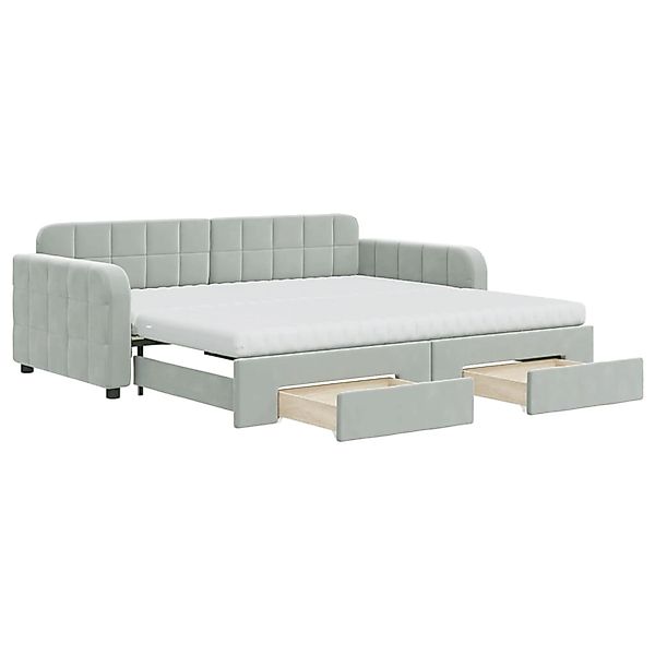 vidaXL Tagesbett Ausziehbar mit Schubladen Hellgrau 90x190 cm Samt 3197014 günstig online kaufen