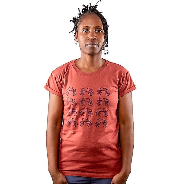 Damen T-shirt Aus Bio-baumwolle Fahrrad Marsala Rot. Handmade In Kenya günstig online kaufen