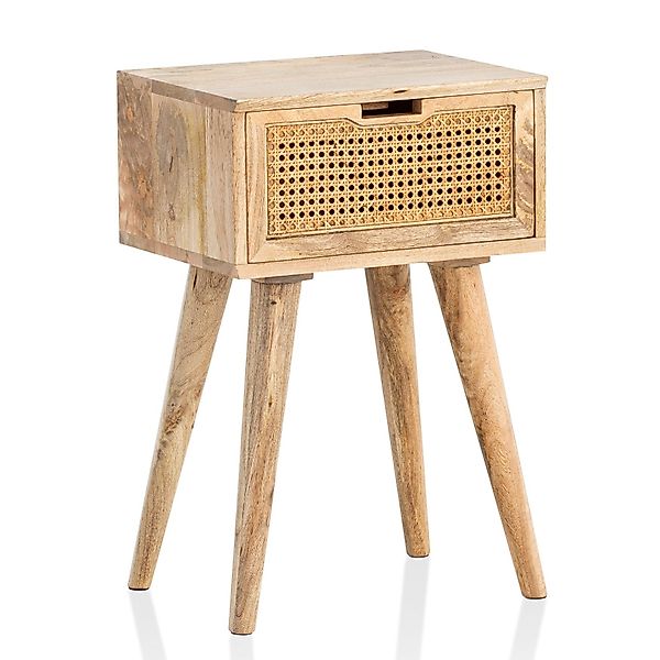 FINEBUY Nachttisch FB98155 (Massivholz / Rattan günstig online kaufen