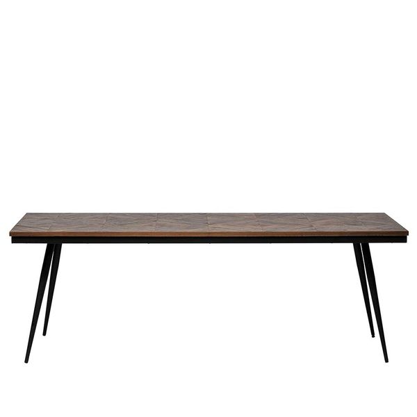 Küchentisch mit Teak Recyclingholz Furnier 4-Fußgestell aus Eisen günstig online kaufen