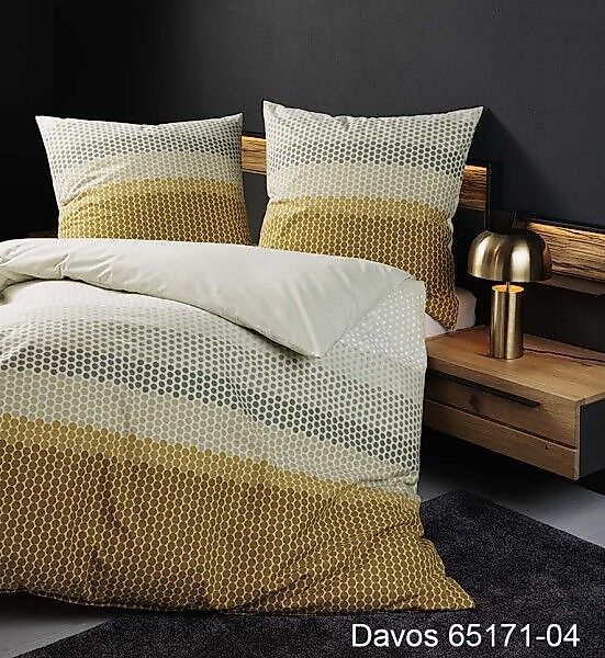 Janine Janine Feinbiber Bettwäsche DAVOS 65171 ocker olivgrün Größe:  155x2 günstig online kaufen