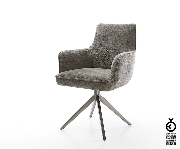 Drehstuhl Heira-Flex mit Armlehnen Bouclé Soft Schlamm Kreuzgestell breit G günstig online kaufen