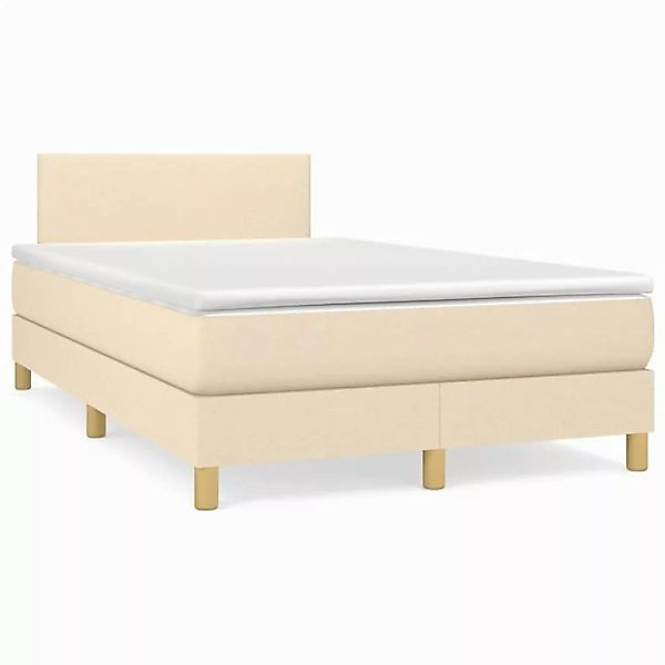 vidaXL Boxspringbett Boxspringbett mit Matratze Creme 120x200 cm Stoff Bett günstig online kaufen