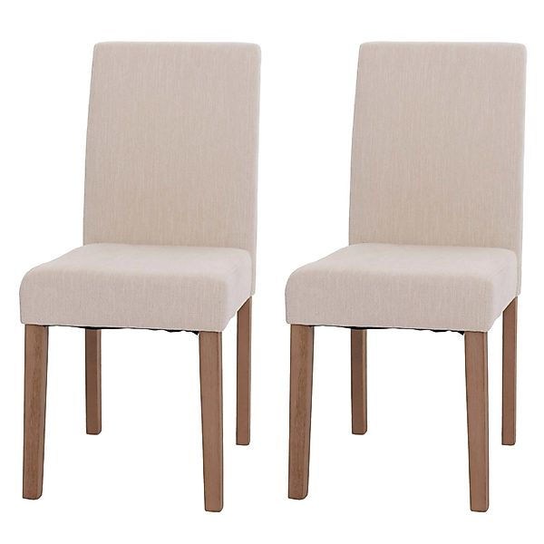 MCW Esszimmerstuhl Littau Chenille 2er-Set Creme Naturfarbene Beine günstig online kaufen