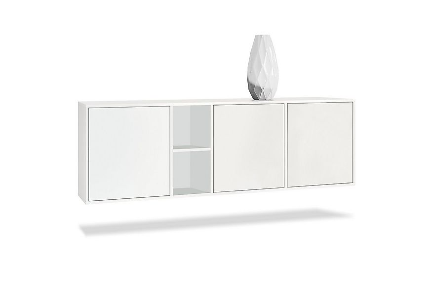 Vladon Sideboard Cuba (Kommode, mit 3 Türen und 2 offene Fächer), Weiß matt günstig online kaufen