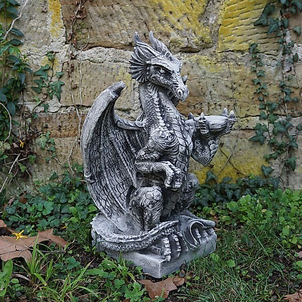 gartendekoparadies.de Gartenfigur Drache auf Sockel, H. günstig online kaufen