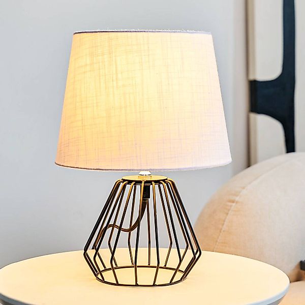 Pauleen Tischleuchte Shiny Diamond max. 20W hellgrau/schwarz, Stoff/Metall, günstig online kaufen