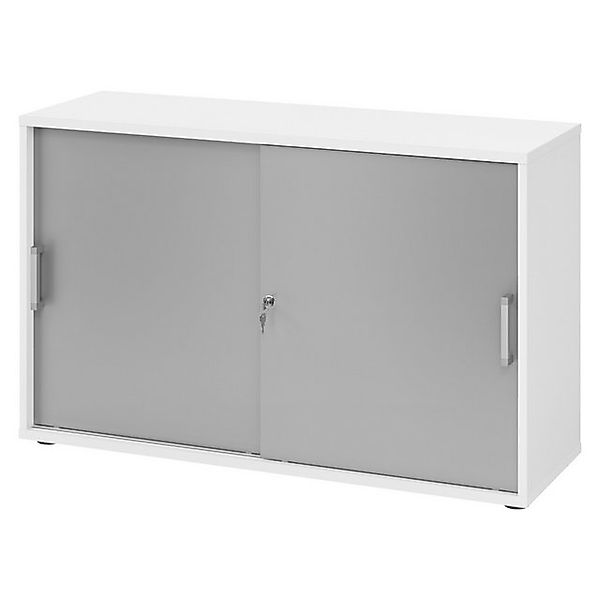 bümö Aktenschrank office Schiebetürenschrank Dekor: Weiß/Silber - Griffe: C günstig online kaufen